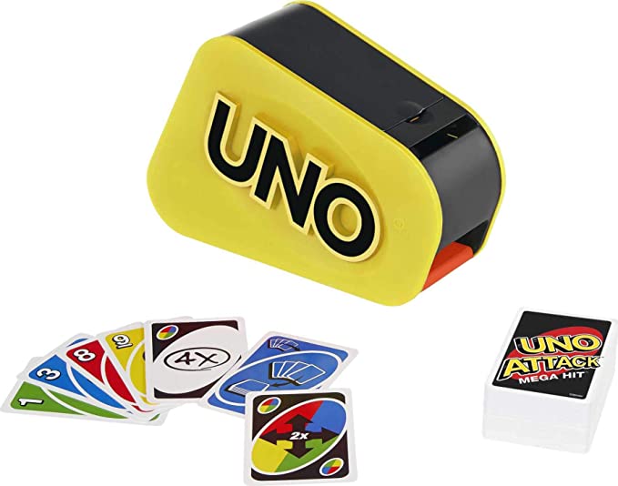 ​UNO Attack Mega Hit Card Game with Random-Action Launcher with Lights & Sounds & 112 Cards, Kid, Teen & Adult Game Night Gift Ages 7 Years & Older [Amazon Exclusive]