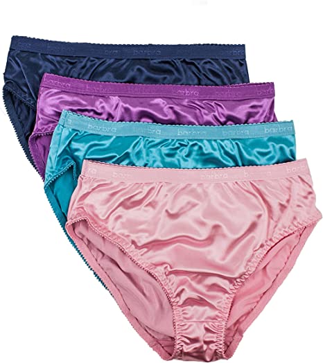Barbra Womens Silky Sexy Satin Bikini Panties S - Plus Size Women Underwear Multi-Pack