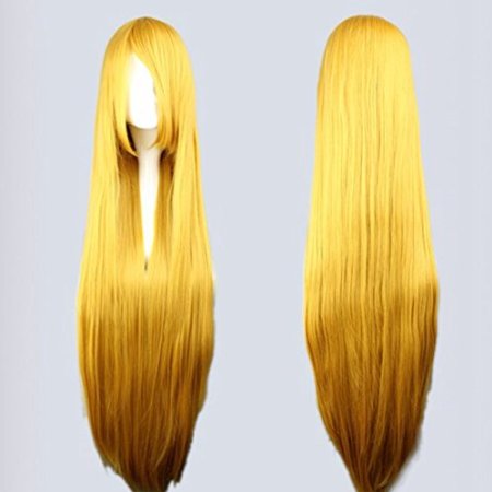 RoyalStyle 32"80cm Women's Long Straight Cosplay Wig Hair(Yellow)