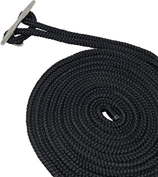 Rainier Supply Co 50' or 30' Dock Line - Premium Double Braided Nylon Dock Lines/Mooring Lines | Available in 50' x 3/4", 30' x 3/4" and 50' x 5/8" - Yacht Accessories, Black