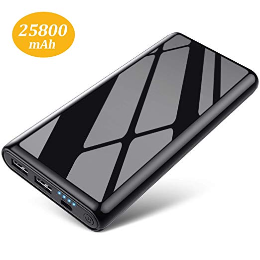 HETTP Portable Charger Power Bank 25800 mAh【Newest Glossy Design】 High Capacity External Battery Pack 2 Port Output Compact Power Pack Portable Phone Charger for Smartphones, Tablets and Others