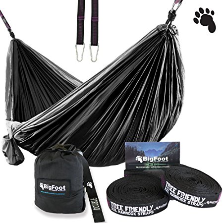 BigFoot Outdoor Double Tree Hammock Suspension System - w/ XL Straps - 34 Loops Total - Over 10.6 feet Long - 6.6 feet wide - 4 Steel Carabiners   Strap Carrying Pouch