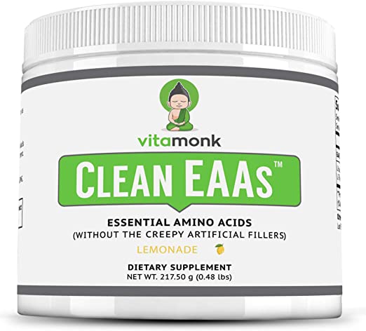 Clean EAA™ by VitaMonk - EAAs with No Artificial Sweeteners for Pre-Workout, Energy and Recovery - Max Bioavailable EAA Powder with 9 Essential Amino Acids - Natural Lemonade Flavor