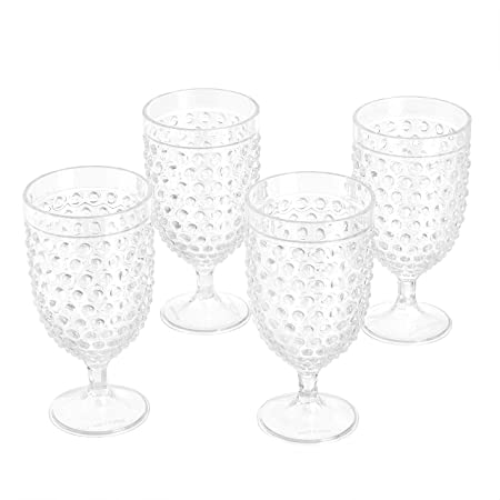 AmazonBasics Tritan Hobnail Texture Footed Iced Tea Glasses - 17-Ounce, Set of 4