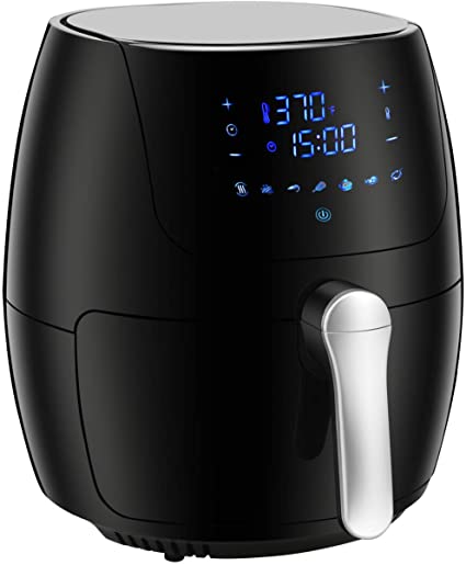 R.W.FLAME Air Fryer 6.0 Quart 1500 Watts,7-in-1 LED Digital Touchscreen,with Recipe Book,Black