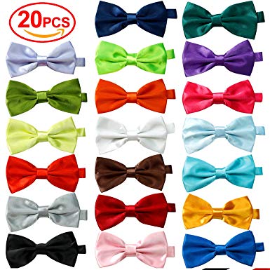 20 Pcs Elegant Pre-tied Bow ties Formal Tuxedo Bowtie Set with Adjustable Neck Band,Gift Idea For Men And Boys
