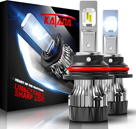 KATANA 9007 HB5 LED Headlight Bulbs w/Mini Design,10000LM 60W 6500K Cool White Bright All-in-One Conversion Kit of 2 Halogen Replacement