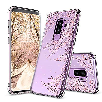 Galaxy S9 Plus Case,Galaxy S9 Plus Cover, MOSNOVO Cherry Blossom Floral Printed Flower Clear Design Plastic Hard Slim Back Case with TPU Bumper Protective Case Cover for Samsung Galaxy S9 Plus (2018)