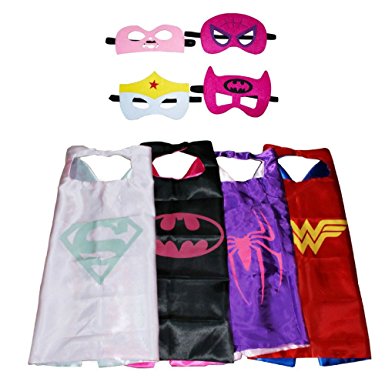 Kiddo Care Superhero Costumes, Masks, Capes, Satin (Girls)