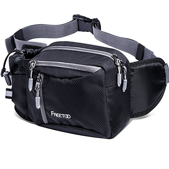 FREETOO Hiking  Waist Pack Bum Bag Waist Bag Running Bag Water Resistant with Bottle (Not Included) Holder for Climbing Camping Dog Walking