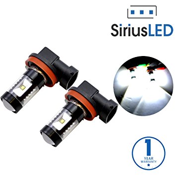 SiriusLED Extremely Bright 30W LED Bulbs with Projector for Fog Lights Daytime Running DRL Driving H11 6000K Xenon White