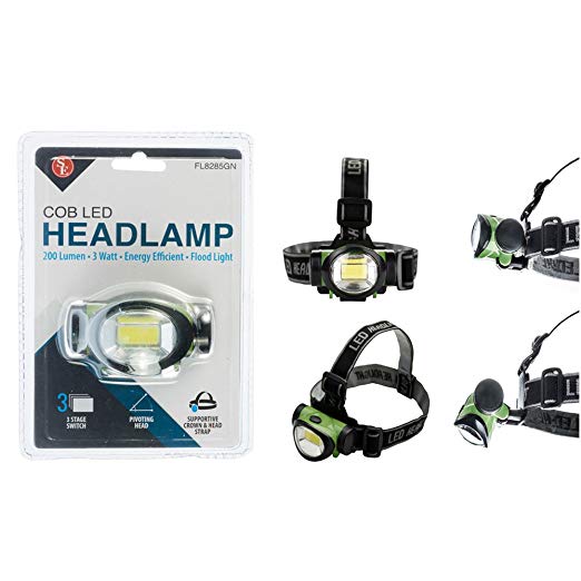 SE FL8285GN COB LED 200 Lumens 3-Watt Headlamp