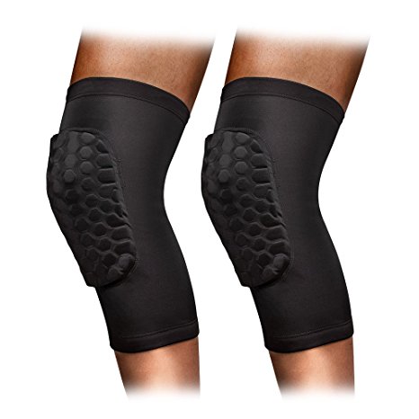 Protective Compression Kneepad, HOSYO 1 Pair Breathable Honeycomb Pads Support Men and Women Basketball Brace Support, Relief Pain, Athletes Strengthen Kneepad for Volleyball Football Contact Sports