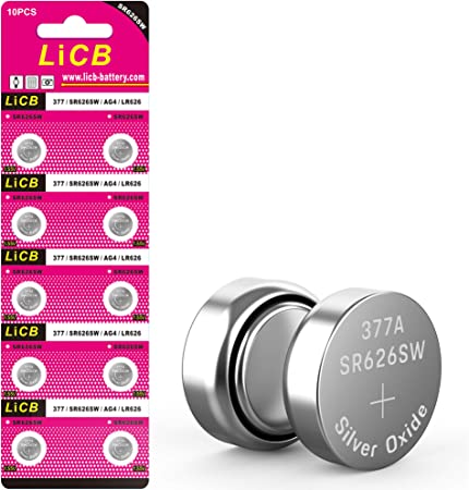 LiCB 10 PCS SR626SW 377 1.55V Watch Batteries 377 Watch Battery
