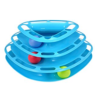 MissFox Three Levers Tower of Tracks Cat Toy Pet Ball Toys Amusement Plate