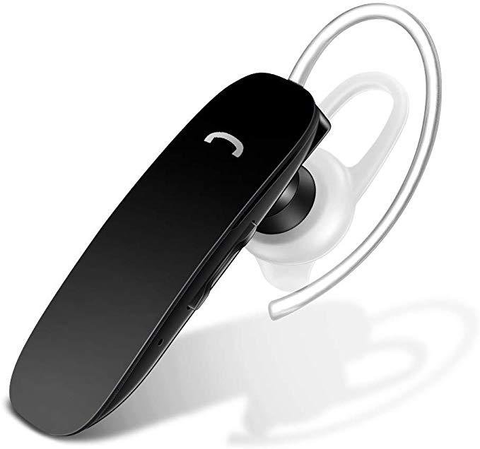 Bluetooth Earpiece for Cell Phone - GLCON Voice Command Wireless Headset for iPhone Samsung Galaxy Android - Stereo Sound Bluetooth Headphone Earbuds with Noise Cancellation Mic (Black)