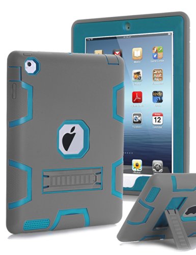 Topsky Case for iPad 2/3/4 Bundle with Stylus Pen, Screen Protector and Microfiber Cleaning Cloth - Grey Blue