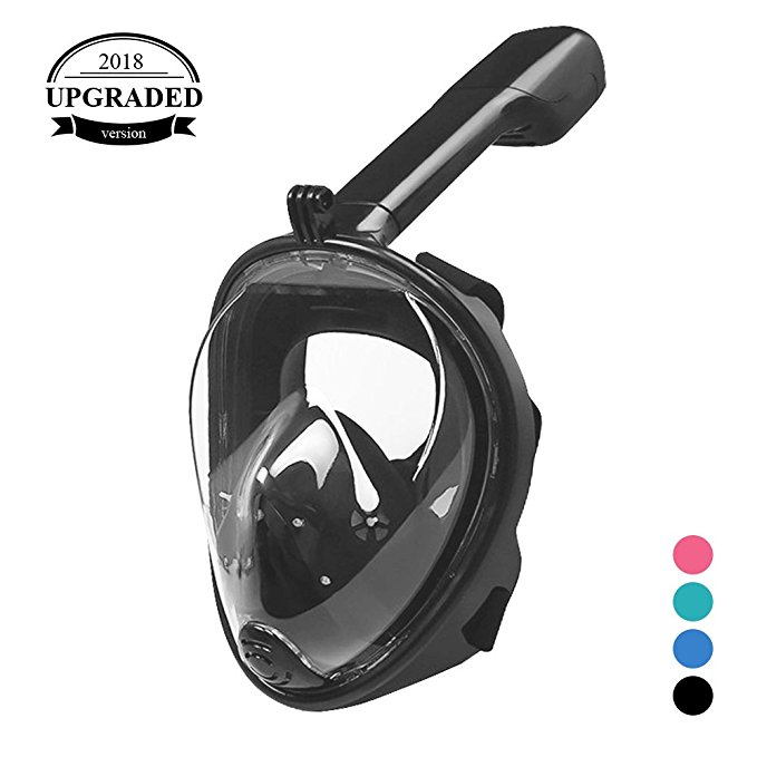 DasMeer Full Face Snorkel Mask, Seaview 180°GoPro Compatible Mask with Adjustable Head Straps & Easy Breathing & Anti-Fog Anti-Leak Panoramic View Snorkeling Mask for Adults or Kids