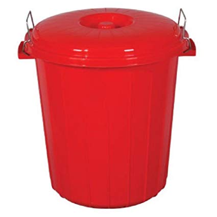 S&MC Gardenware Small 50L/70L Coloured Plastic Bin Outdoor Rubbish Dustbin Animal Feed Seed Storage (50L, Red)