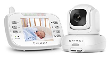 Amcrest AC-1 Video Baby Monitor with Pan/Tilt, Non-Visible Night Vision, Temperature Sensor, Two-Way Audio and 3.5" Voice Activated LCD Display