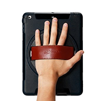 iPad Air Case [iPad 5], 360 Degree Rotatable Full-Body Rugged Hybrid Shock Proof With Build-in stand, Leather Hand Strap, HD Screen Protector[Kid Friendly](Black)