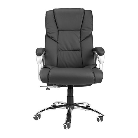 CO-Z Extra Wide Seat 800lbs Load Capacity High Back PU Executive Home Reclining Swivel Office Chair