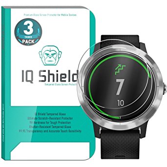 Garmin Vivoactive 3 Screen Protector (3-Pack), IQ Shield Tempered Ballistic Glass Screen Protector for Garmin Vivoactive 3 99.9% Transparent HD and Shatter-Proof Shield