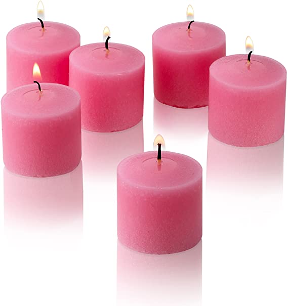 Light In The Dark Soft Pink Votive Candles - Box of 72 Unscented Candles - 10 Hour Burn Time - Bulk Candles for Weddings, Parties, Spas and Decorations