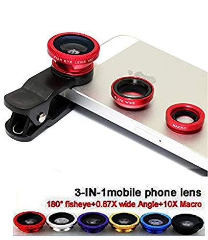 VOLTAC Universal Clip Type 3 in 1 Fish Eye, Wide Angle & Macro Lens for All Android/Smartphones Pattern #181522