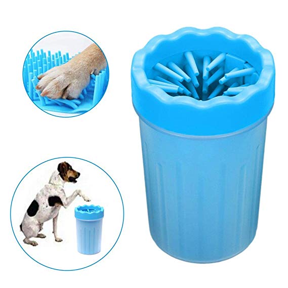 WEE Portable Dog Muddy Paw Cleaner Cup, Pet Silicone Brushes Washer for Dogs and Cat Grooming Indoor, Healthy Paw Keeper