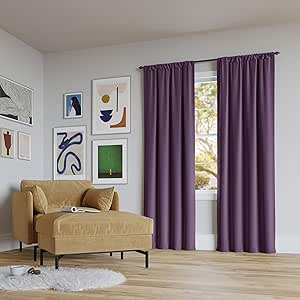 Sun Zero Rianna Theater Grade Extreme 100% Blackout Rod Pocket Curtain Panel, 40" x 63", Amethyst Purple