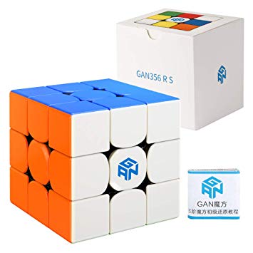 Coogam Gan 356 RS 3X3 Speed Cube Gans 356 R S 3X3X3 Magic Cube Gan 356R Stickerless Cube Puzzle GES V3 System with Extra Blue Pouch