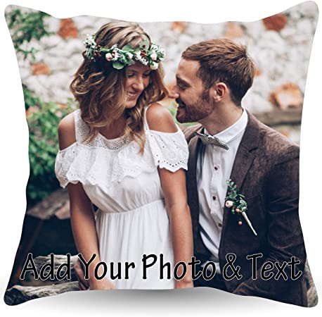 Custom Pillowcase with Picture 16x16 |Personalized Pillowcase with Photo and Text |Customized Throw Pillowcases - Home Decor, Decorative Cushion Cover for Couch or Sofa - Photo Gifts