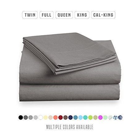 Luxe Bedding Sets - Microfiber Twin Sheet Set 3 Piece Bed Sheets, Deep Pocket Fitted Sheet, Flat Sheet, Pillow Case Twin Size - Charcoal Gray