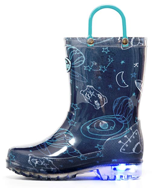 Outee Toddler Boys Girls Printed Light Up Rain Boots