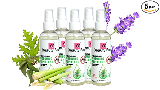 Beauty Bee Natural Mosquito Repellent For Childs & Adults, Enriched With Eucalyptus Lemongrass & Citronella Extract (100ml x 5pcs) BB-MRS