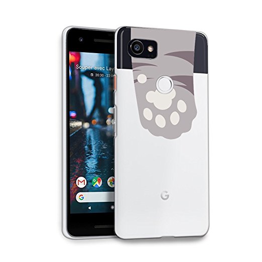 Google Pixel 2 XL Case, HelloGiftify Grey Cat Paws Cute TPU Soft Gel Protective Case for Google Pixel 2 XL