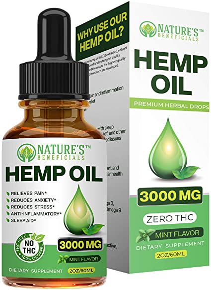 Organic Hemp Oil Extract Drops 3000mg - Ultra Premium Pain Relief Anti-Inflammatory, Stress & Anxiety Relief, Joint Support, Sleep Aid, Omega Fatty Acids 3 6 9, Non-GMO Ultra-Pure CO2 Extracted