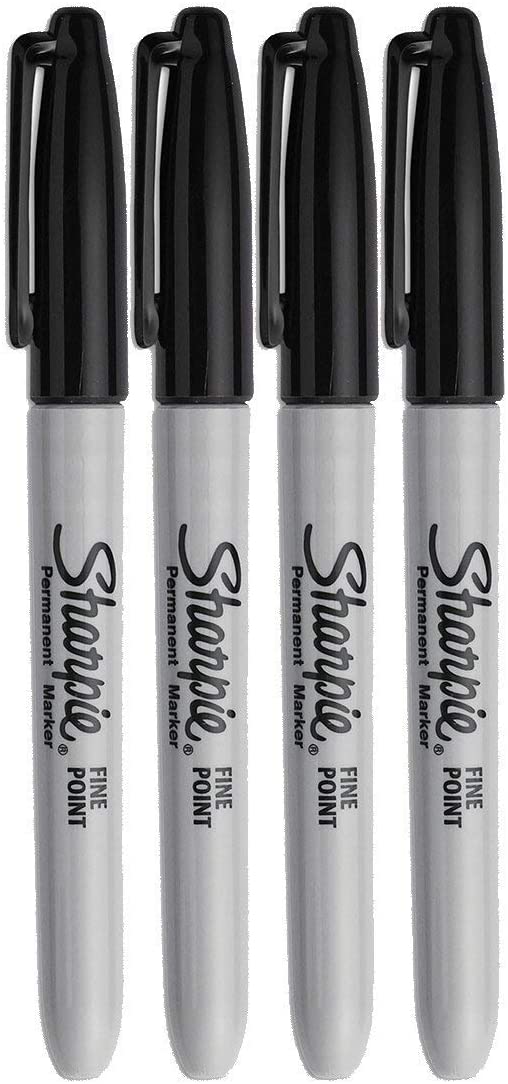 Permanent Markers, Fine Point, Black, 1 Pack of 4