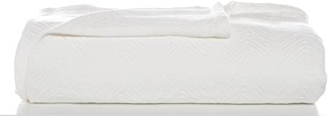 Eddie Bauer | Herringbone Collection | 100% Cotton Light-Weight and Breathable Blanket, Cozy and Soft Throw, Machine Washable, Twin, White