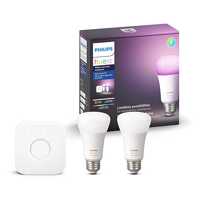 Philips 537019 Hue White & Colour Ambiance A19 2 Pack Starter Kit