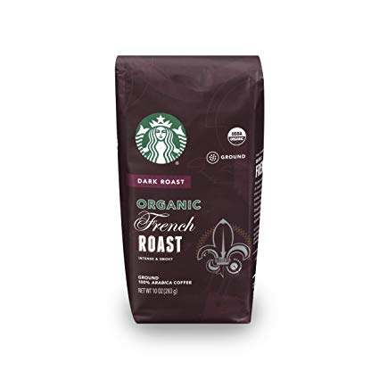Starbucks Organic French Dark Roast Ground Coffee, 10-Ounce Bag