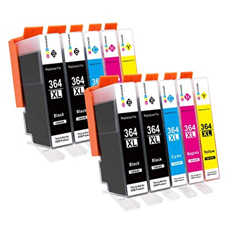 GPC Image 364XL (10Pack) Compatible Ink Cartridges for HP 364 364-XL for HP Photosmart 5510 5520 5522 5520 6520 B8550 C5388 7510 7520 5524 6510 5515, HP Officejet 4620, HP Deskjet 3070A(4B/2C/2 M/2Y)
