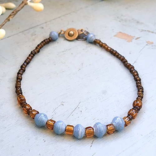 Paper Bead Horizon Clasp Bracelet - Blue - Fair Trade BeadforLife Jewelry from Africa