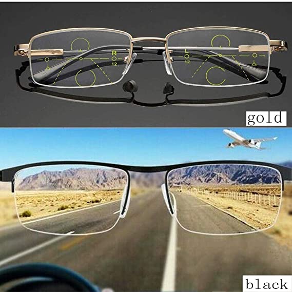 2020-German Smart Zoom Multifocal Reading Glasses Progressive Anti Blue Light Unisex (Black, 2.5*)