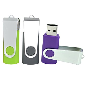 PORTWORLD 3 Bulk 16GB Flash Drive Unique USB2.0 Memory Stick Thumb Drives with Lanyards Gray Purple Green, 3 Pack