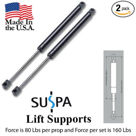 Suspa C16-08053 C1608053 20" Gas Prop, Quantity (2), Force 80 Lbs Per Prop, Force Per Set 160 Lbs, Camper Rear Window, Tonneau Cover Lift Supports, Window Lift Support, Made in USA