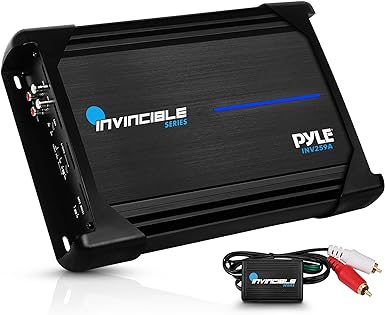 Pyle 9” Class AB Mosfet Amplifier - Invincible Series Bridgeable Amp, 2 Channel 1000 Watts Max, Mosfet PWM Power Supply, High-Current Dual Discrete Drive Stages, Advanced Protection Circuitry