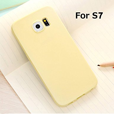 Galaxy S7 Jelly Case, ANLEY Candy Fusion Series - [Shock Absorption] Classic Jelly Silicone Case Soft Cover for Samsung Galaxy S7 (Cream Yellow)   Free Ultra Clear Screen Protector