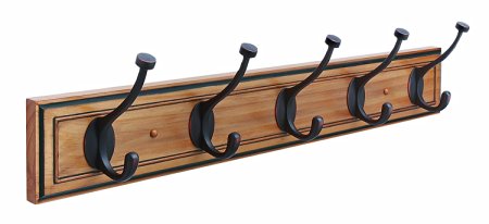 Amerock H55662HORB Beveled Hook Rack, Honey Pine and Oil Rubbed Bronze, 27-Inch